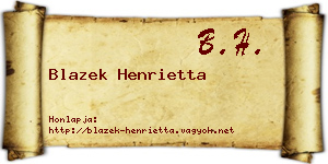 Blazek Henrietta névjegykártya